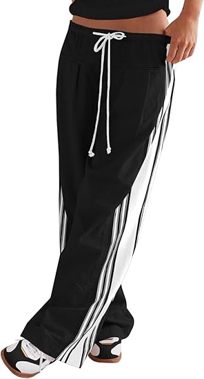 Black Side-Stripe Track Pants