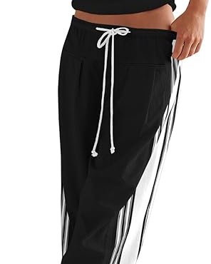 Black Side-Stripe Track Pants