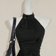 Black Sequin Halter Top