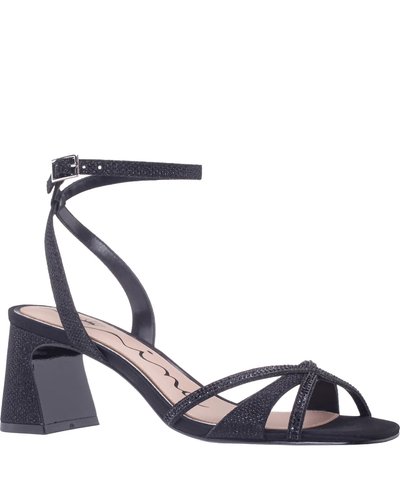 Black Glitter Ankle-Strap Heels