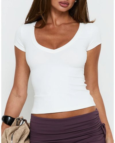 White V-Neck Tee