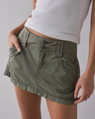 Olive Cargo Mini Skirt