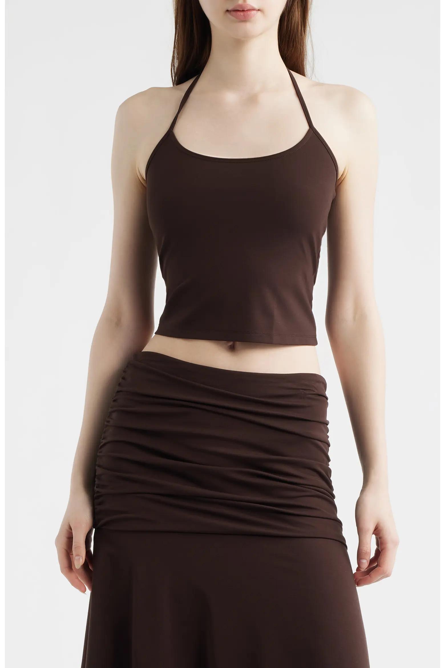 Brown Halter Crop Top