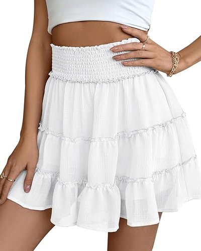 White Tiered Mini Skirt