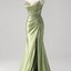 Sage Satin Corset Gown with Thigh Slit