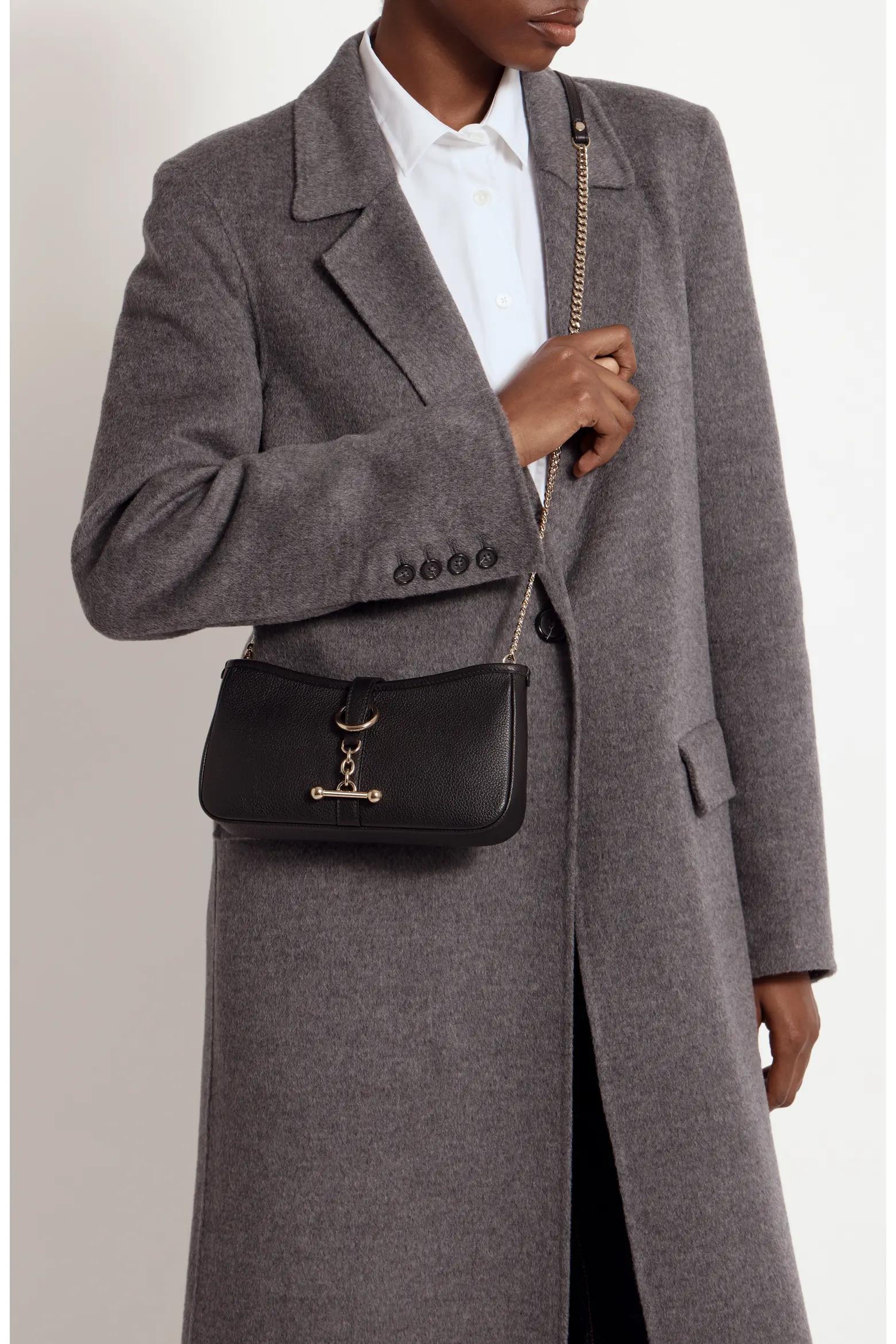 Black Leather Chain-Strap Bag