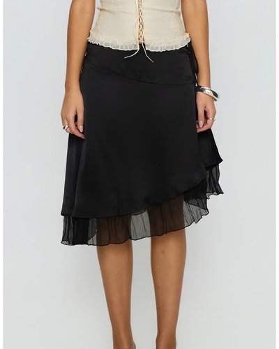 Black Layered Midi Skirt