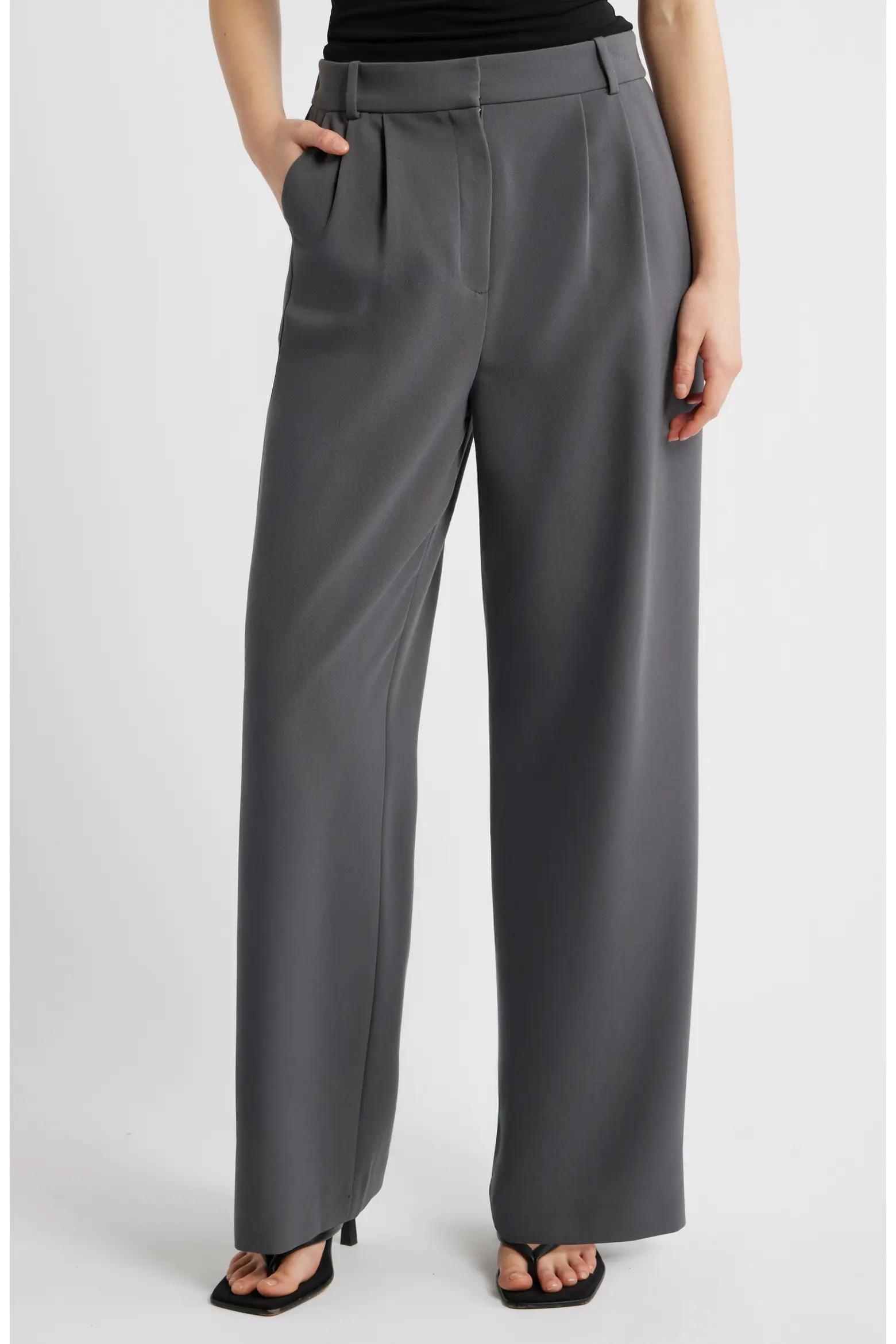 Charcoal Wide-Leg Trousers