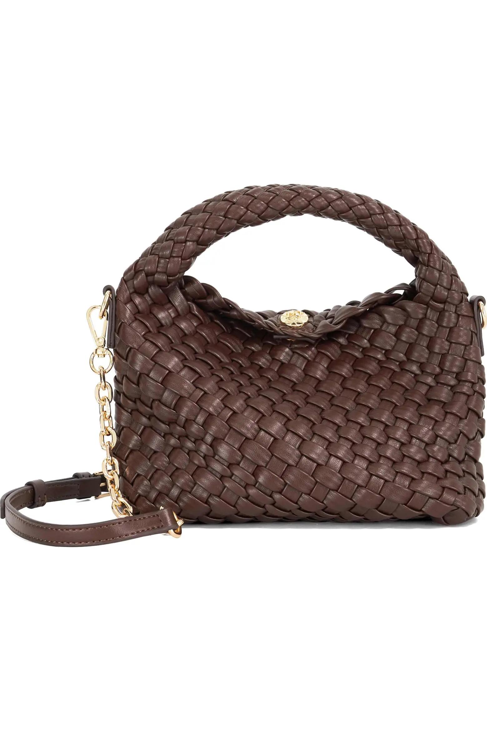 Brown Woven Shoulder Bag