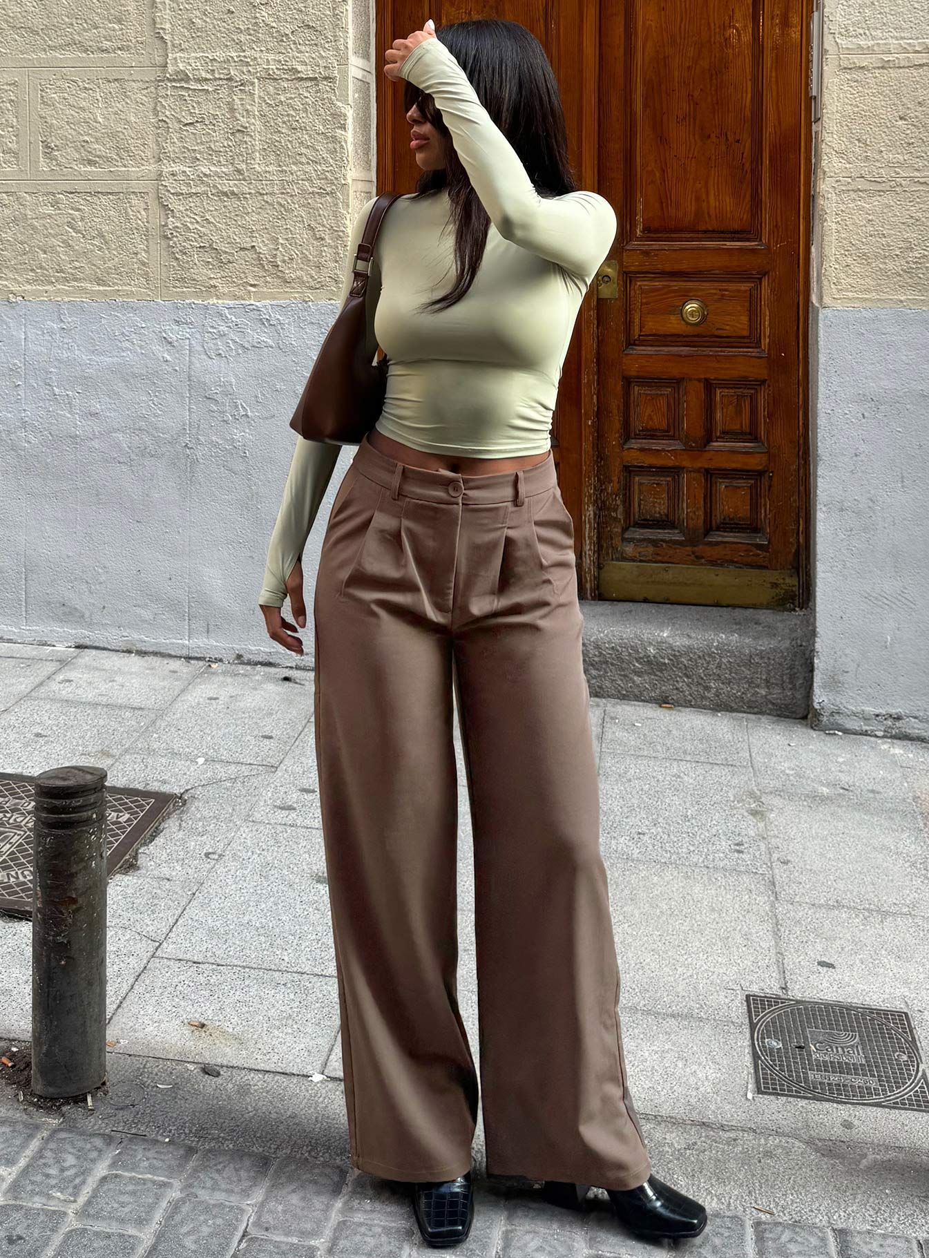 Brown Wide-Leg Trousers