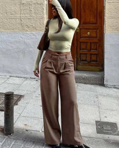 Brown Wide-Leg Trousers