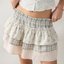 Ivory Patchwork Tiered Ruffle Skirt