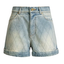 Light Wash Quilted Denim Shorts