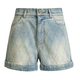 Light Wash Quilted Denim Shorts