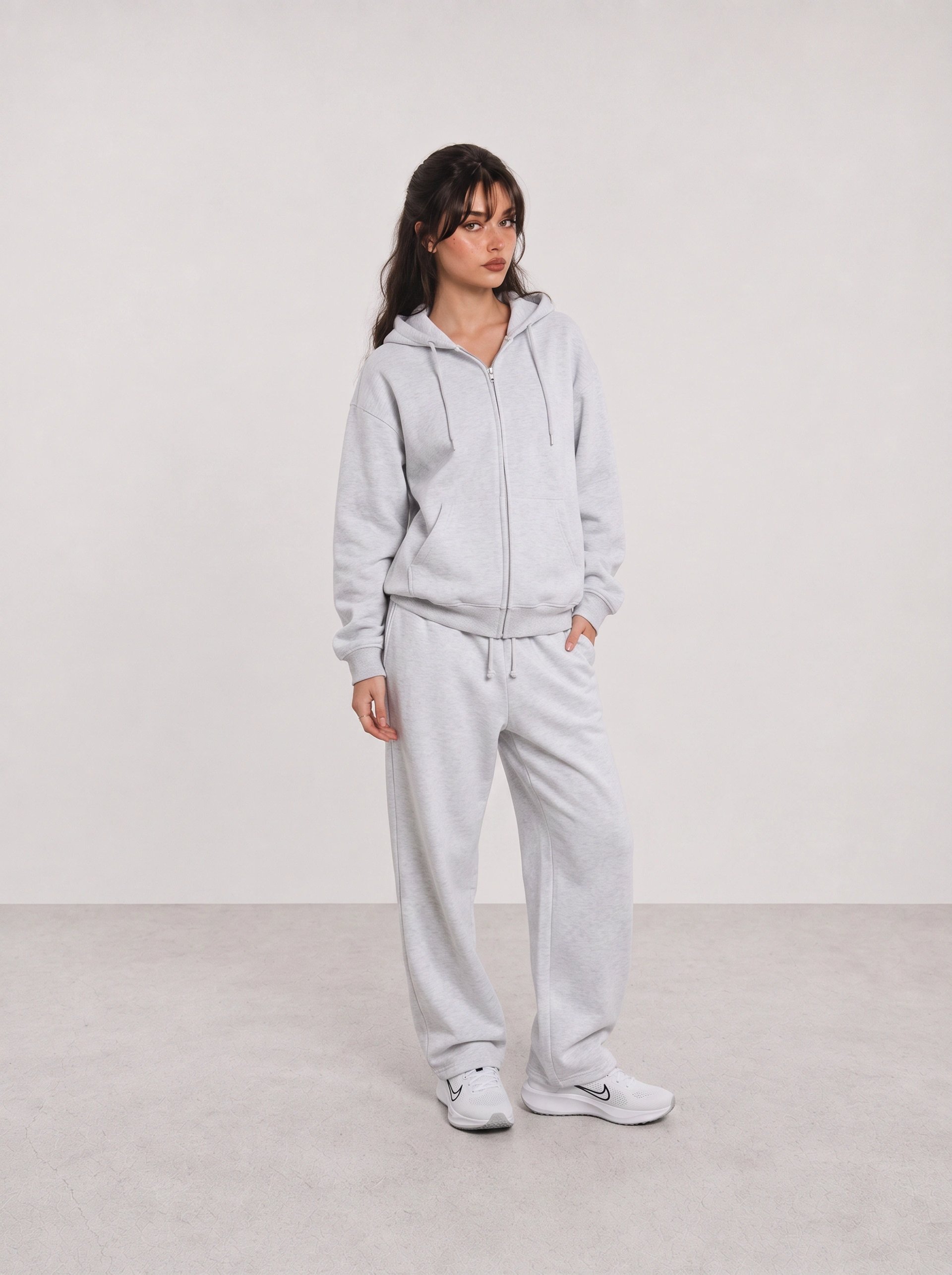 Grey Zip Hoodie and Sweatpants Travel Set