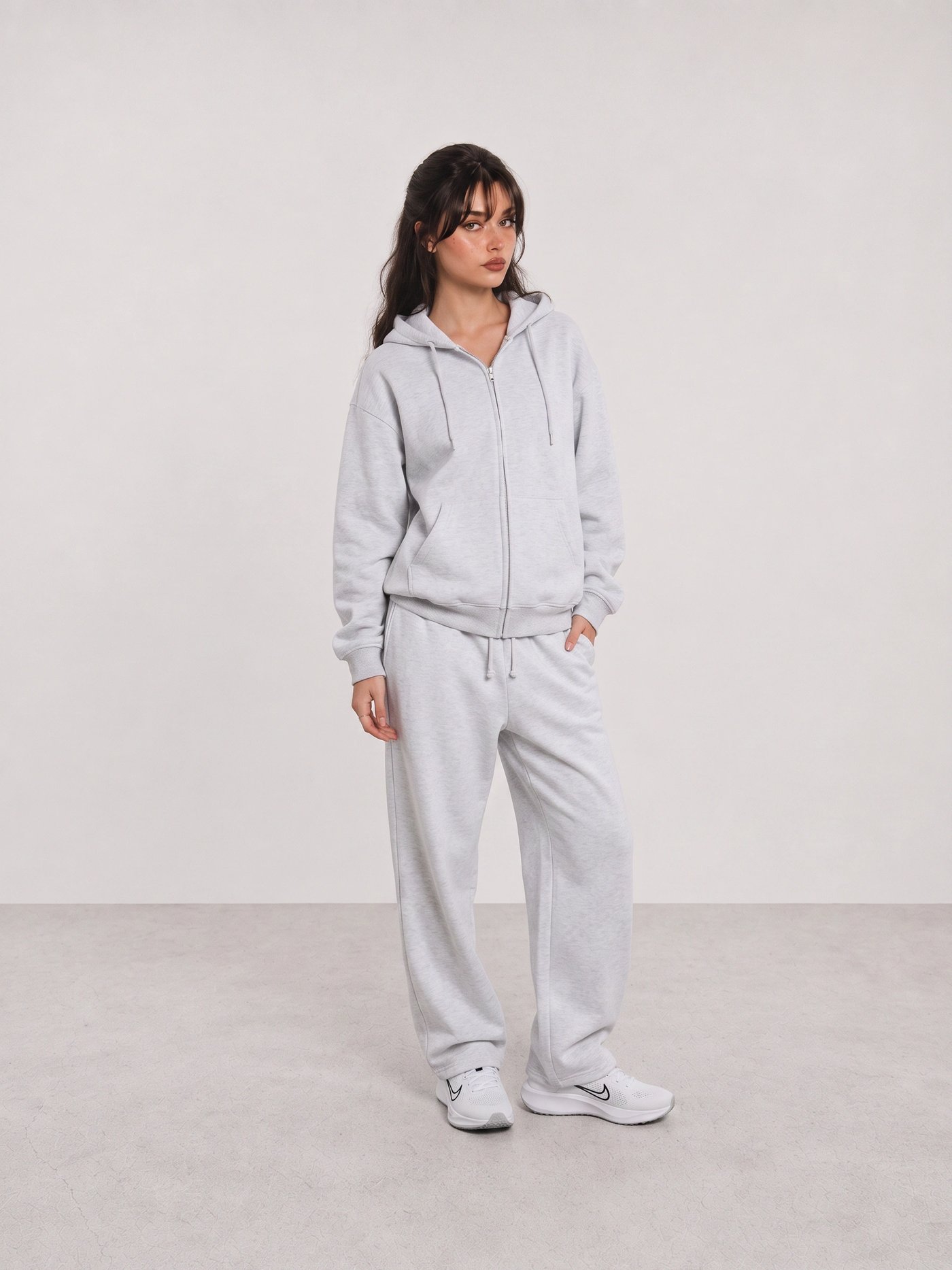 Grey Zip Hoodie and Sweatpants Travel Set