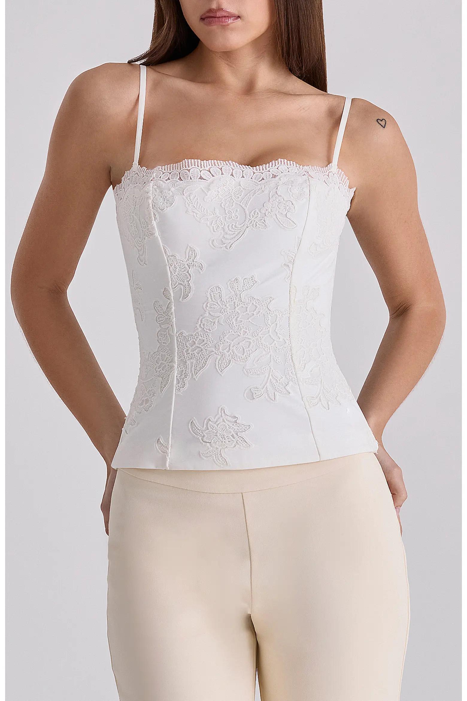 White Lace Corset Top