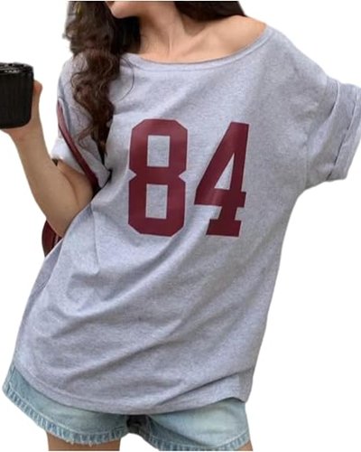 Graues Nummern-Graphic-T-Shirt