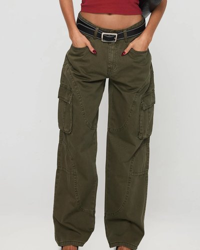 Olivgrüne Wide-Leg-Cargohose