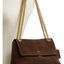 Brown Suede Chain-Strap Shoulder Bag