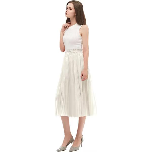 Cream Ribbed Midi Dress