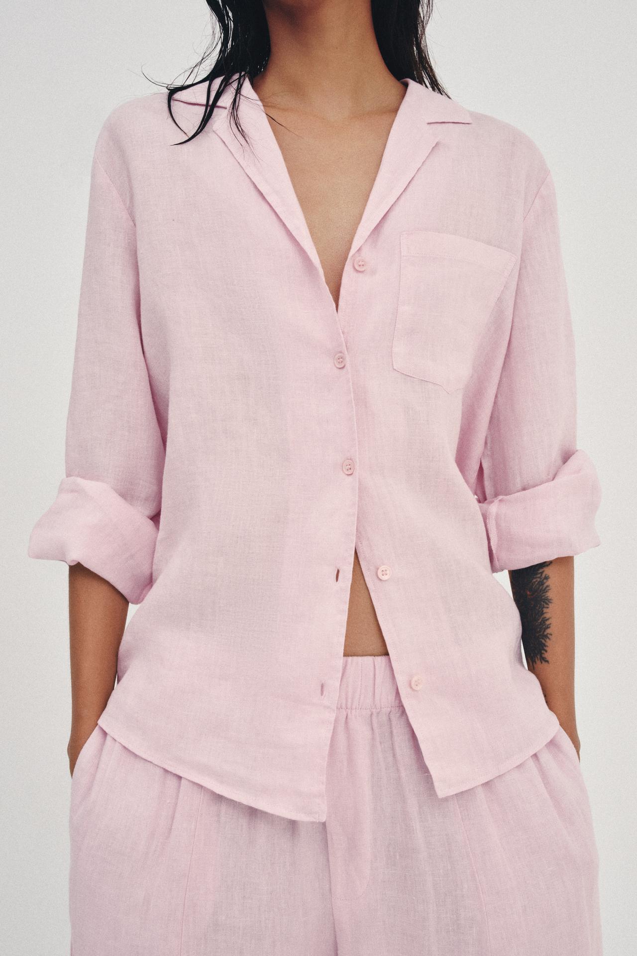 Pink Oversized Linen Shirt
