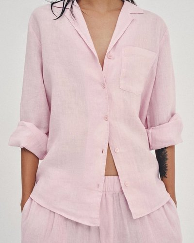 Rosafarbenes Oversize-Leinenhemd