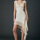 Cream Polka-Dot Asymmetric Ruffle Mini Dress