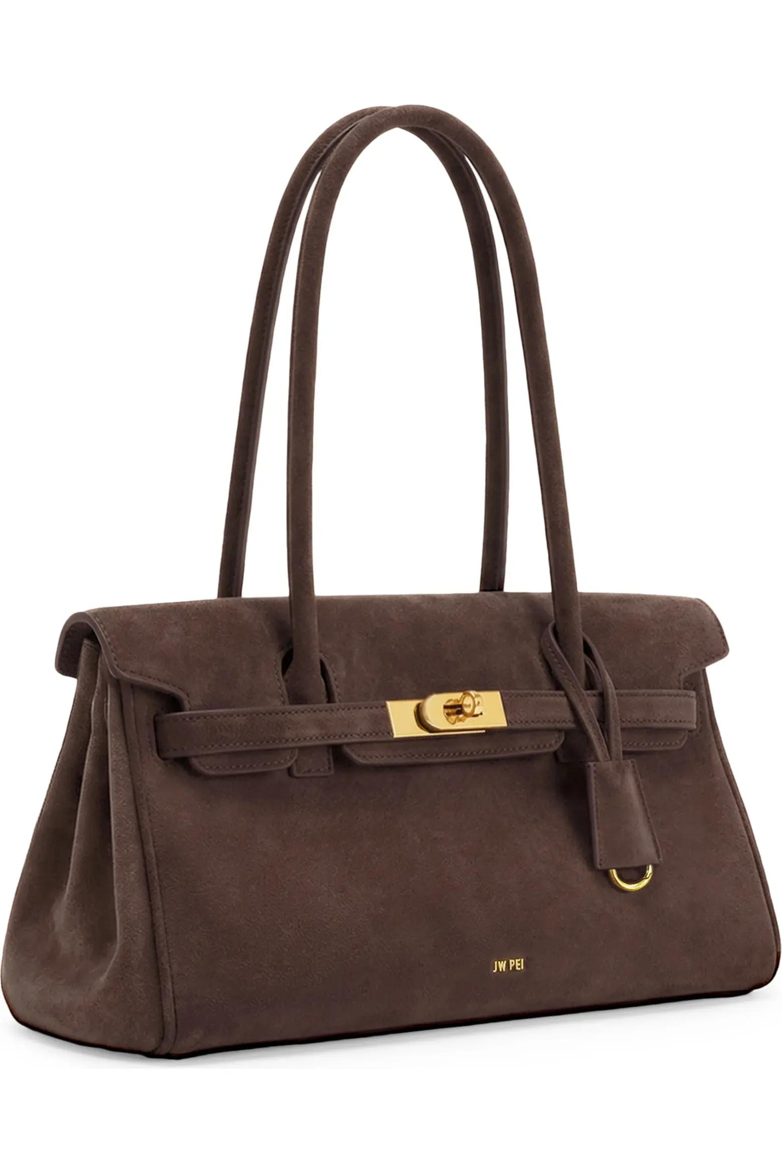 Brown Suede Structured Bag
