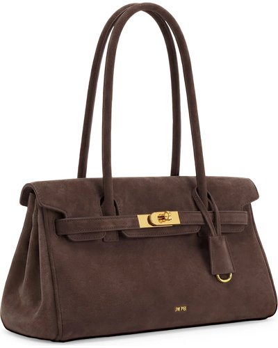 Brown Suede Structured Bag