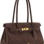 Brown Suede Structured Bag