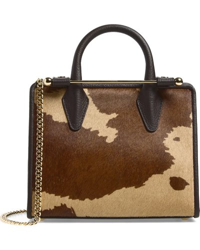 Brown Cow-Print Structured Bag
