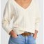 Cream Cable Knit V-Neck Sweater