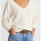 Cream Cable Knit V-Neck Sweater