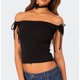Black Tie-Sleeve Off-Shoulder Top