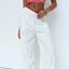 White Linen Wide-Leg Trousers