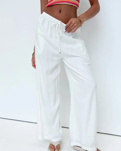 White Linen Wide-Leg Trousers