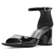 Schwarze Lack-Sandalen mit Blockabsatz