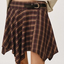 Burgundy Plaid Asymmetric Mini Skirt