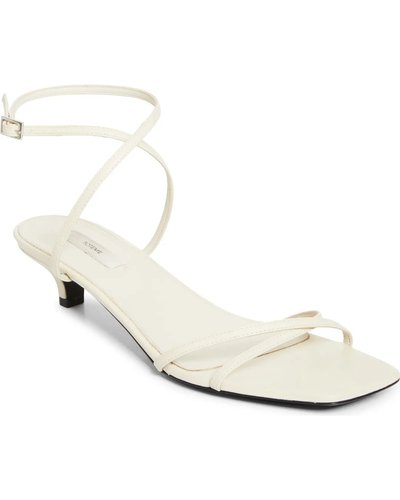 White Kitten-Heel Strappy Sandals