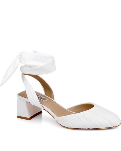 Weiße Slingback-Pumps mit Schleife