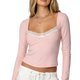 Pink Lace-Trim Top