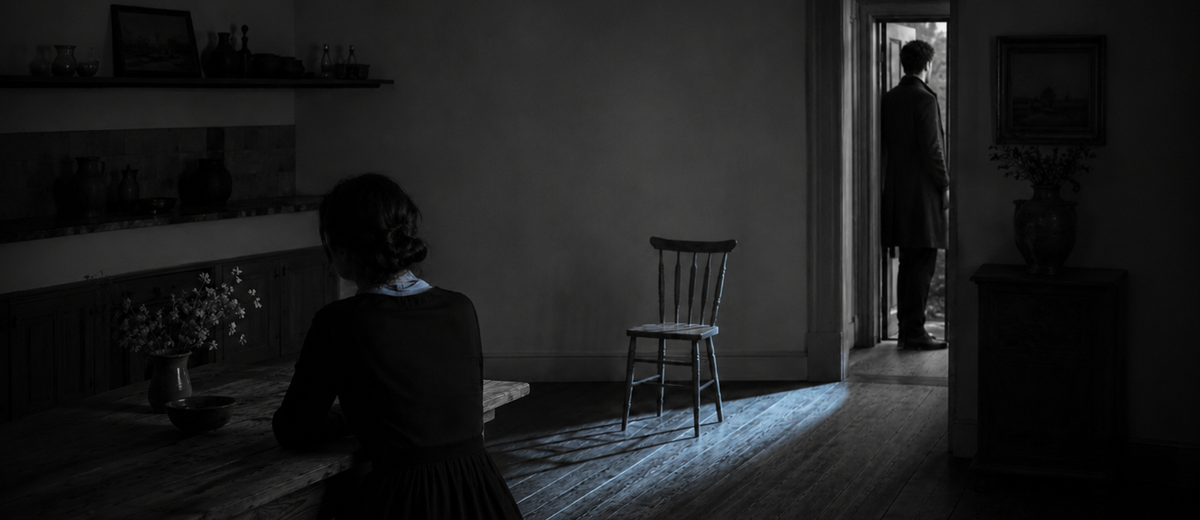 Two partners alone in a dark room, turned away from each other, illustrating how long it takes to get over an affair.