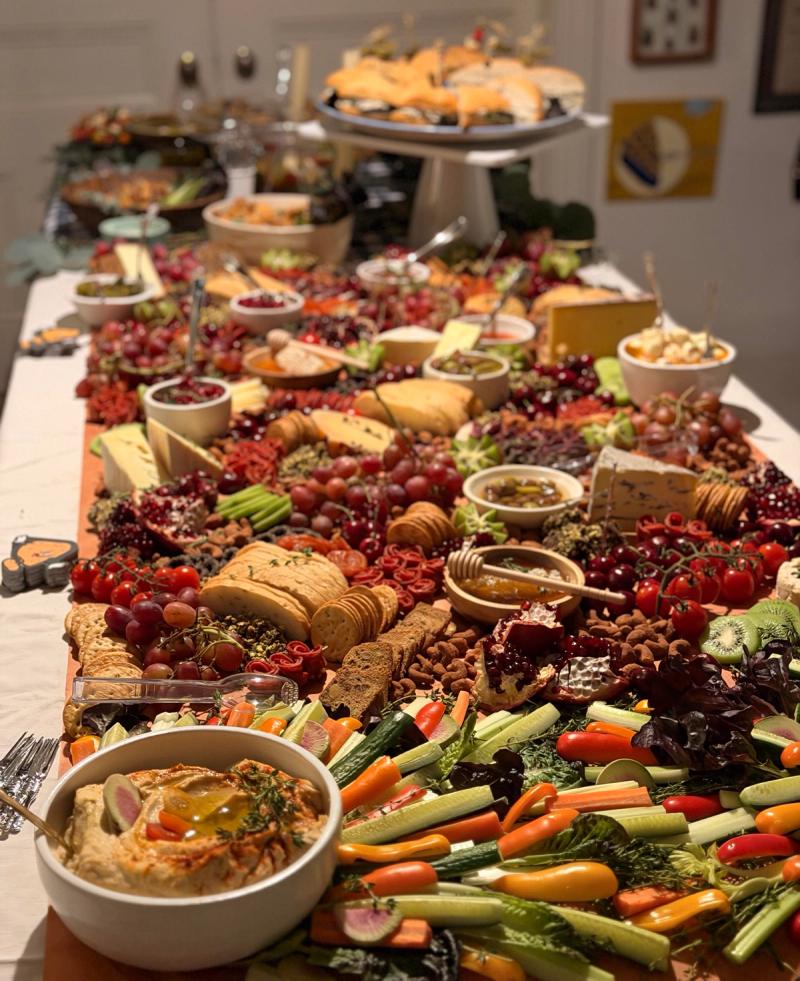 Grazing spread with variety of foods