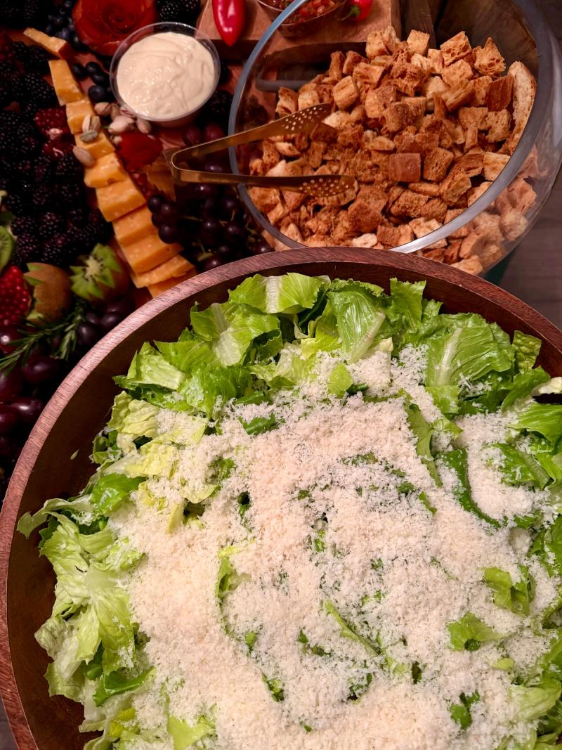 Classic Caesar salad with croutons and parmesan