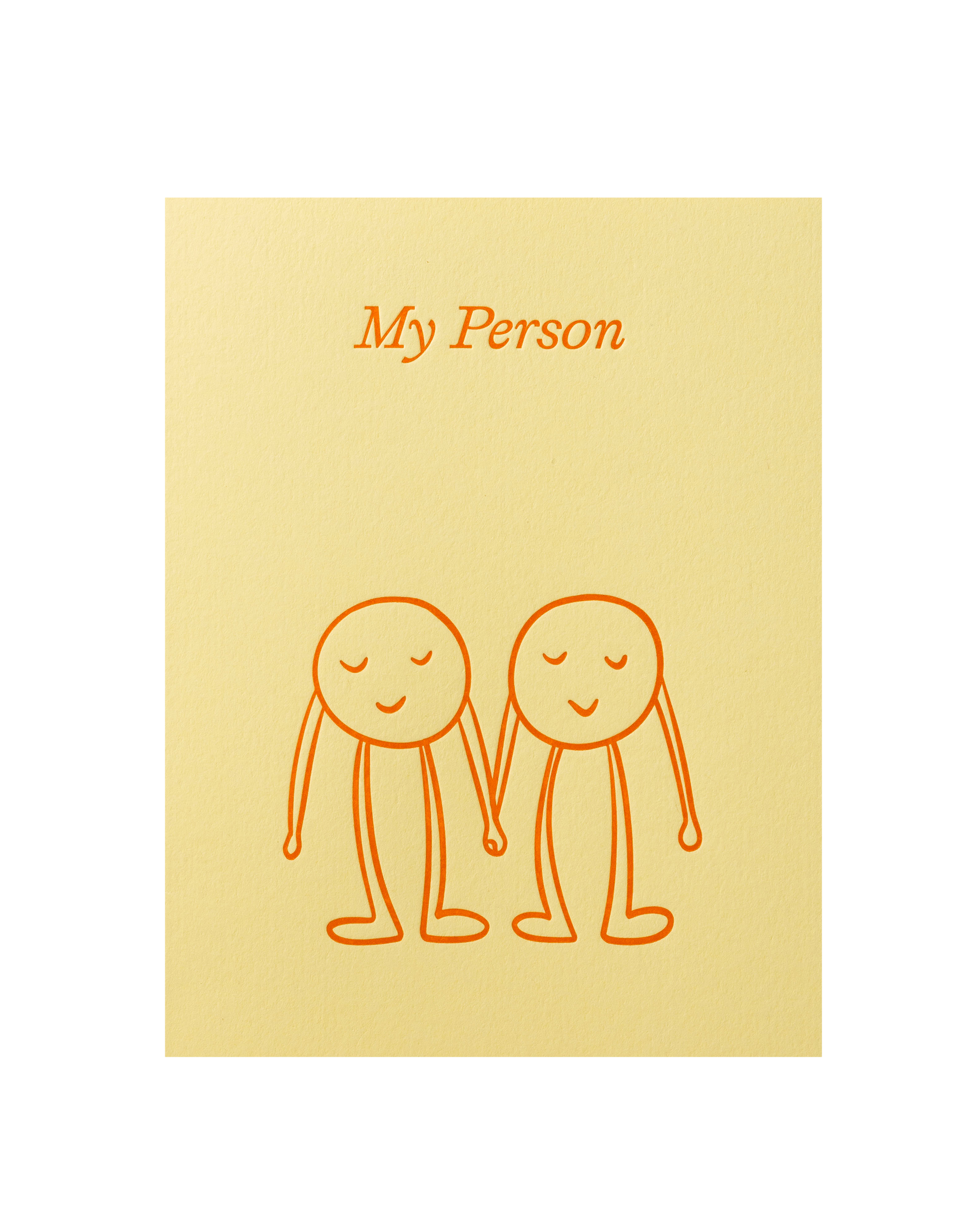 two people holding hands on a card