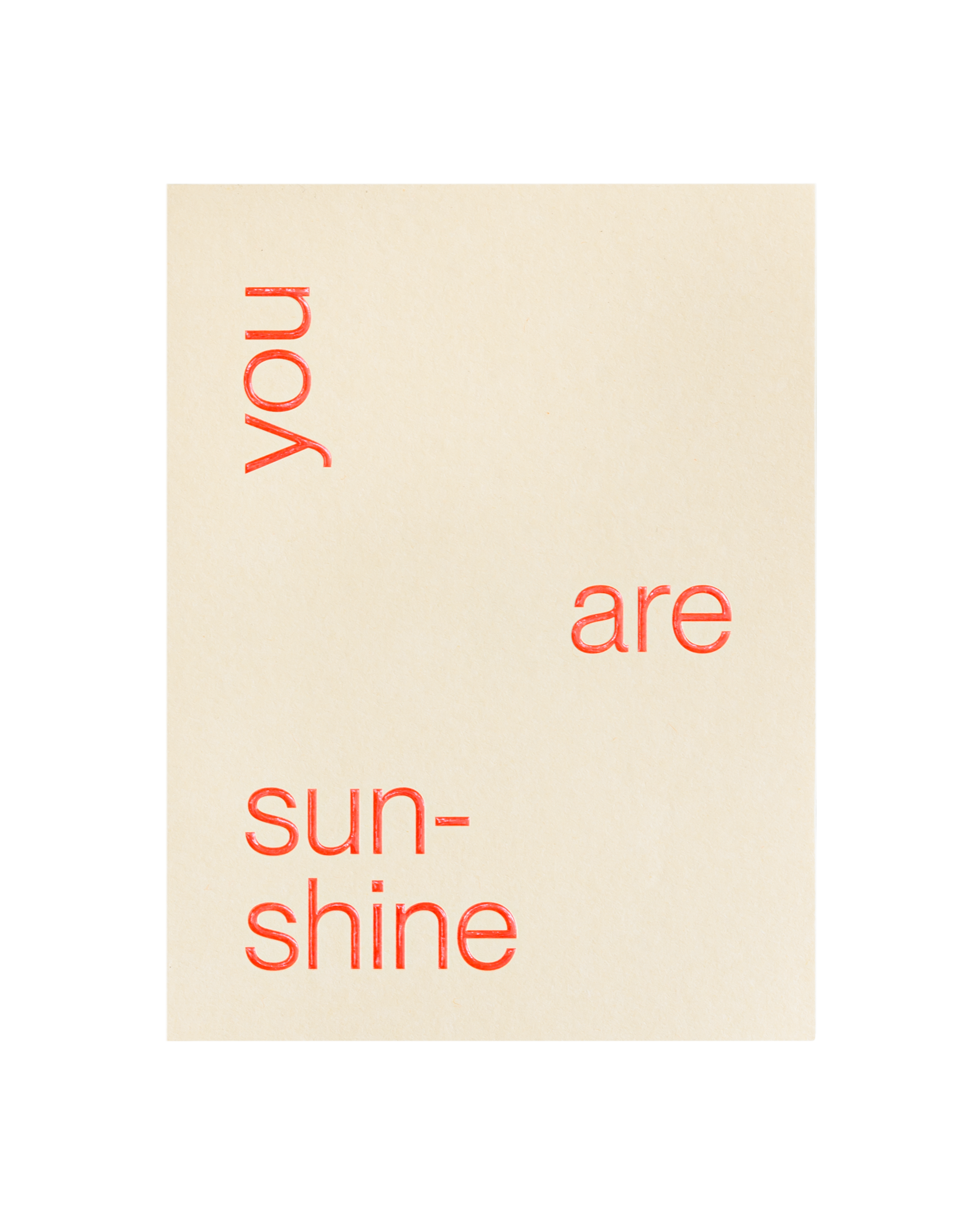 The front of the 'You are sunshine' card