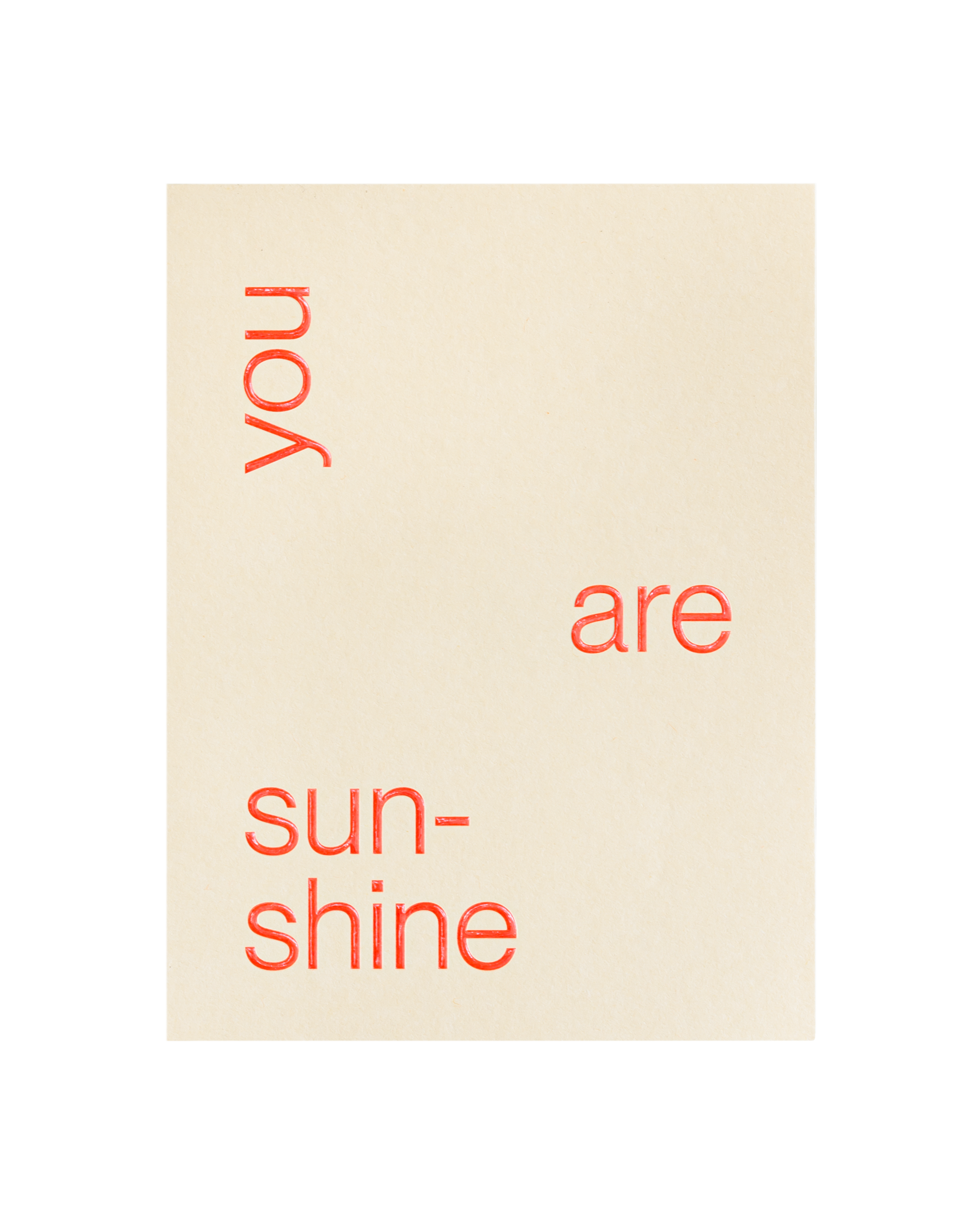 The front of the 'You are sunshine' card