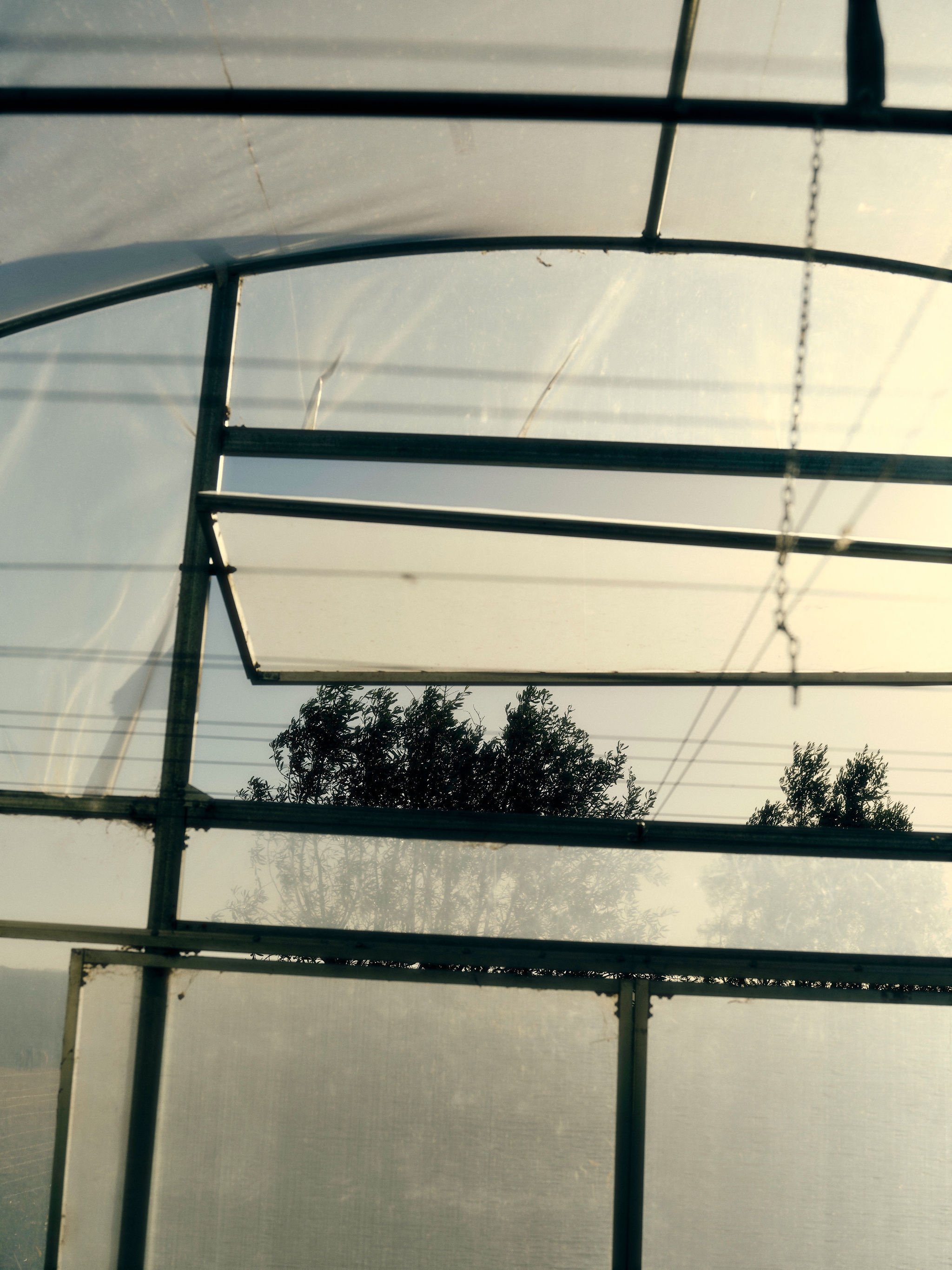 a light hanging in a room