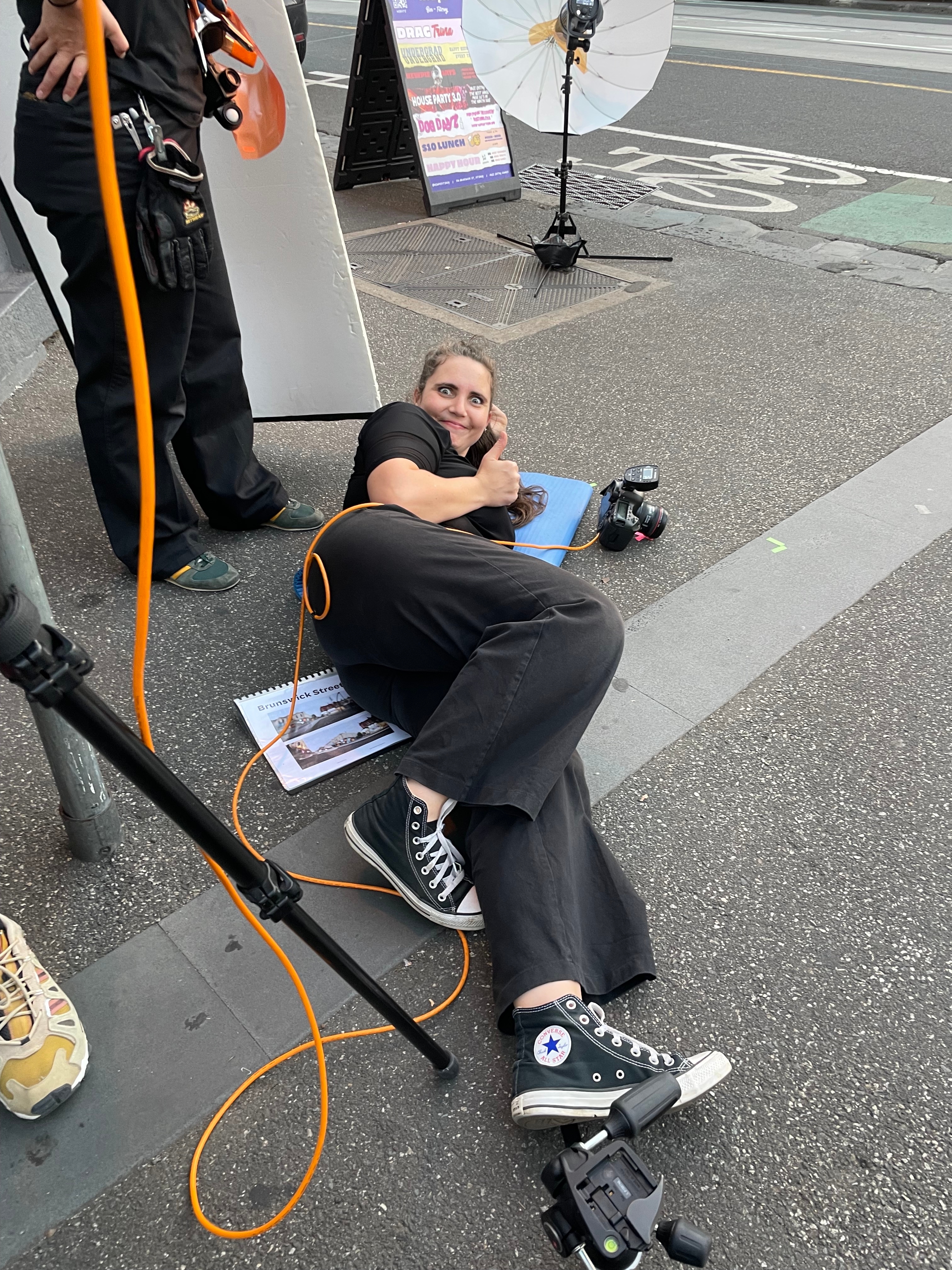 Shelley on set